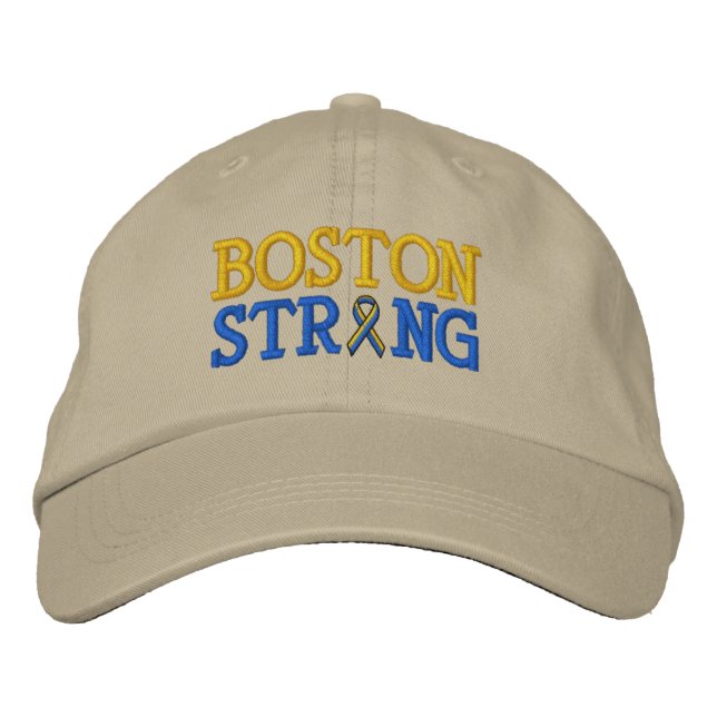 Boston Strong Ribbon Embroidery Cap Broderad Keps (Framsida)