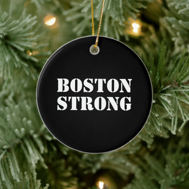 Boston Strong, svart och vit jul Julgransprydnad Keramik (Träd)