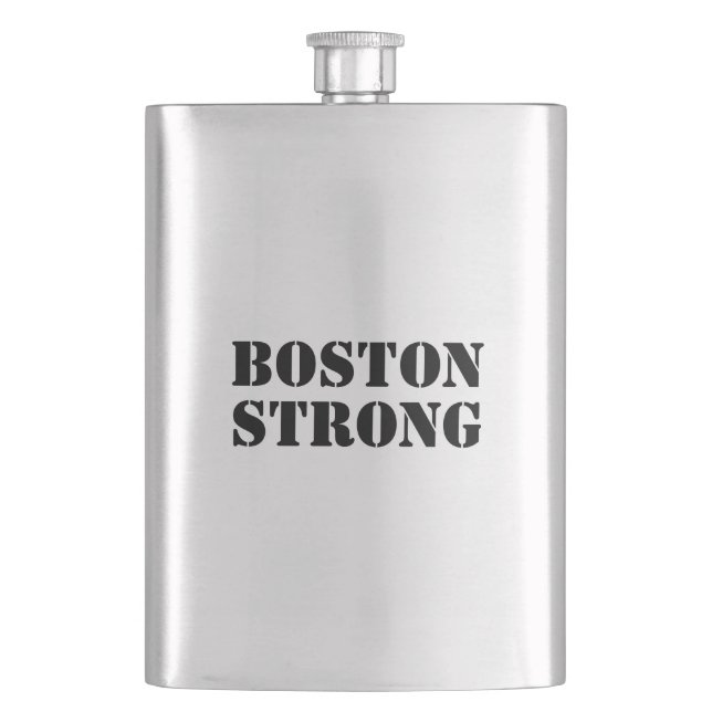 "Boston Strong" svart, rostfritt Fickplunta (Framsidan)