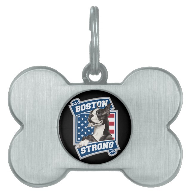 BOSTON STRONG TERRIER VAPENSKÖLD STIL NAMNBRICKA HUSDJUR (Framsidan)