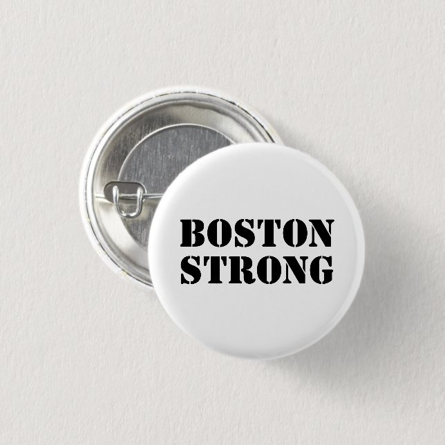 "Boston Strong" vit svart Knapp (Framsida & baksida)