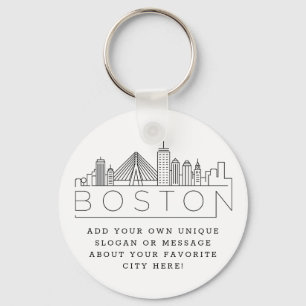 Boston Stylied Skyline Anpassningsbar Slogan Nyckelring