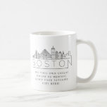 Boston Stylized Skyline | Anpassningsbar Slogan Kaffemugg<br><div class="desc">Ett unikt kaffe mugg som representerar den vackra staden Boston, Massachusetts. Mugg har en stiliserad illustration av stadens unika skylt med namn under. Under staden är namn en plats för din unika slogan eller påstående om din favoritstad. Du kan använda anpassningsfunktionen för att ändra texten för teckensnittet stil, storlek eller...</div>