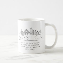 Boston Stylized Skyline | Anpassningsbar Slogan Kaffemugg