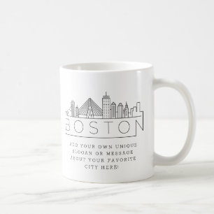 Boston Stylized Skyline Anpassningsbar Slogan Kaffemugg