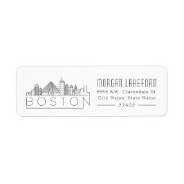 Boston Stylized Skyline | Returadress Etikett
