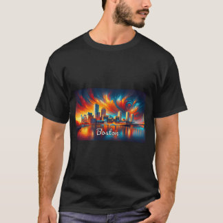 Boston Sunset Skyline - Cityscape Splendor T Shirt