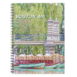 Boston Svan Boats i Pencil och Bläck Anteckningsbok Med Spiral