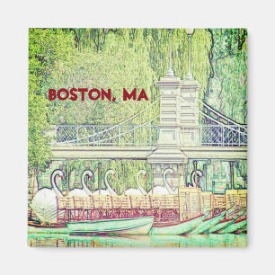 Boston Svan Boats i Pencil och Bläck Magnet