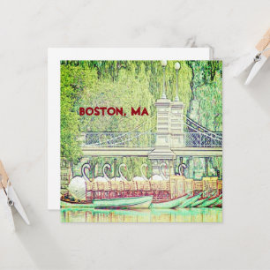 Boston Svan Boats i Pencil och Bläck-notskort