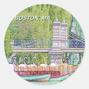 Boston Svan Boats in Pencil and Bläck Filter Runt Klistermärke