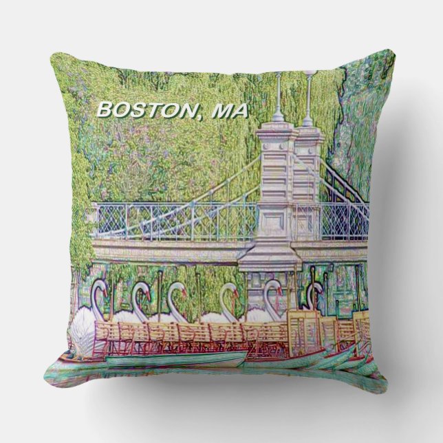 Boston Svan Boats Pencil och Bläck-filter Kudde (Framsida)