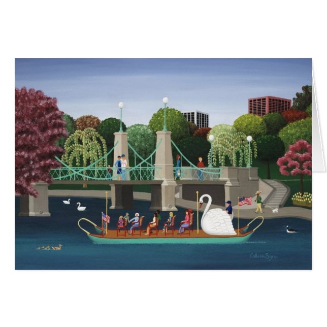 Boston svan hälsningskort (Framsidan Horizontal)