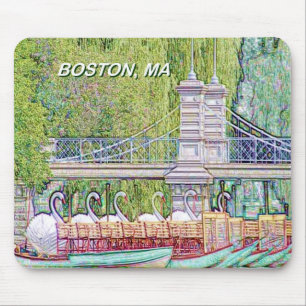Boston svanfartyg med blyerts och bläck filtrerar musmatta