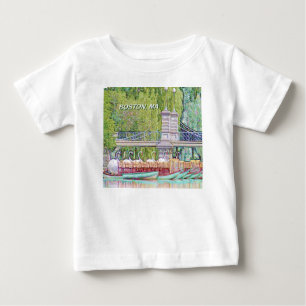 Boston svanfartyg med blyerts och bläck filtrerar t shirt