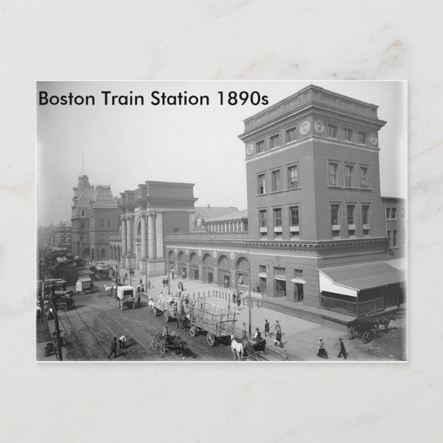 "Boston Tåg Station 1890s" vykort (Framsida)