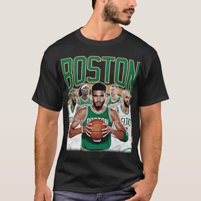 BOSTON Tatum, Brown, White, Helgdag, Porzingis T Shirt (Framsida)