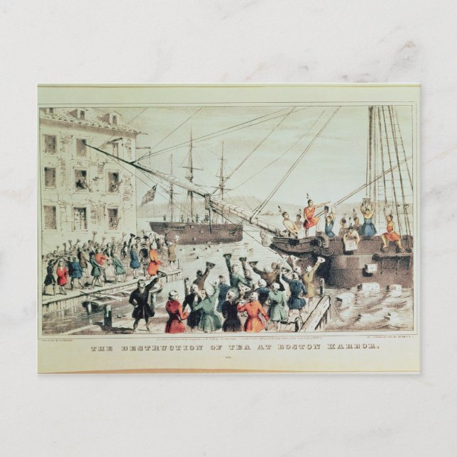 Boston Tea Party, 1846 Vykort (Framsida)