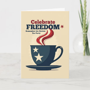 Boston Tea Party Day Patriotic Freedom med stjärno Kort