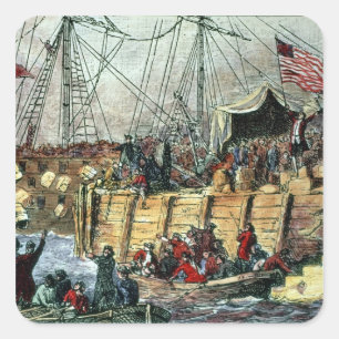 Boston Tea Party den 16 december 1773 Fyrkantigt Klistermärke