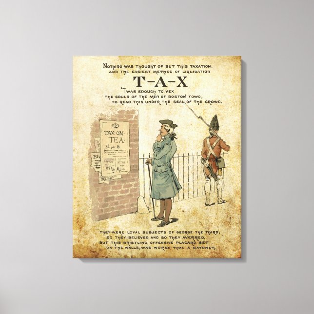 Boston tea Party Patriotic ode inslagen canvas (Framsida)