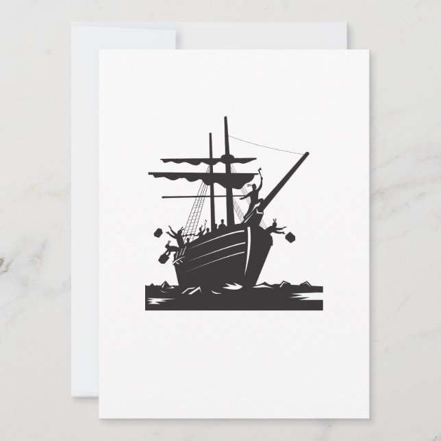 Boston Tea Party Raiders Retro Inbjudningar (Framsida)