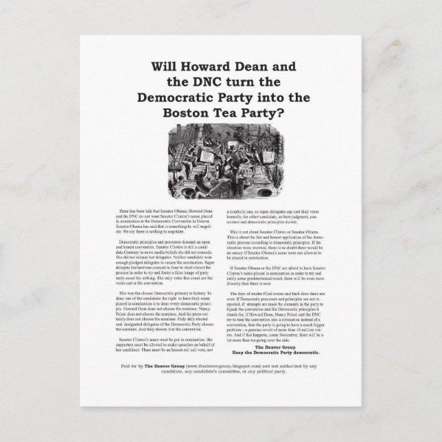 Boston Tea Party vykort, version 2 Vykort (Framsida)