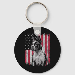 Boston Terrier 4:e juli Patriotic USA Independe Nyckelring