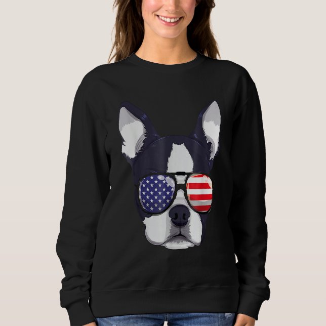 Boston Terrier 4th Of July American Sunglass Boys  T Shirt (Framsida)