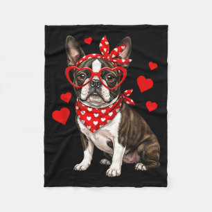 Boston terrier Alla hjärtans dag bostie-älskare hu Fleecefilt