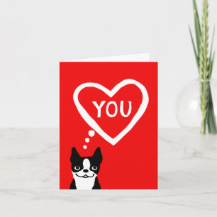 Boston Terrier Alla Hjärtans Dag Helgkort