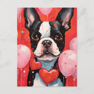 Boston Terrier Alla hjärtans dag Vykort
