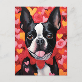 Boston Terrier Alla hjärtans dag Vykort
