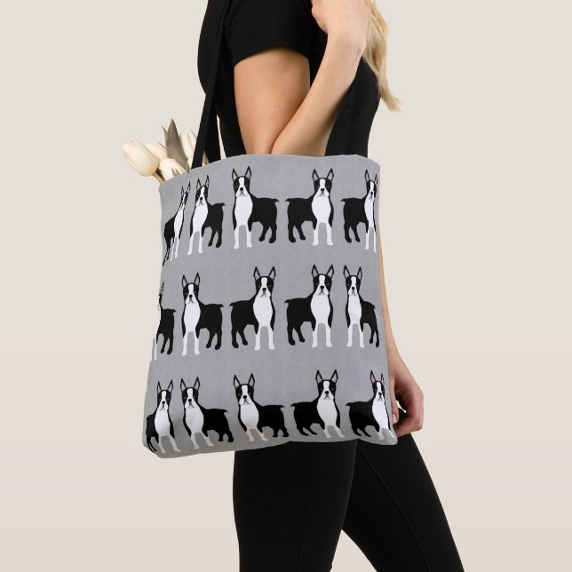 Boston Terrier Allover Tote Tygkasse (Närbild)
