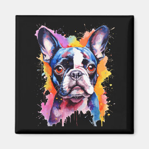 Boston Terrier Älskare Pop Art Färg Design Boston Magnet