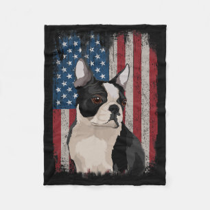 Boston Terrier American Flagga Patriotic 4:e juli Fleecefilt