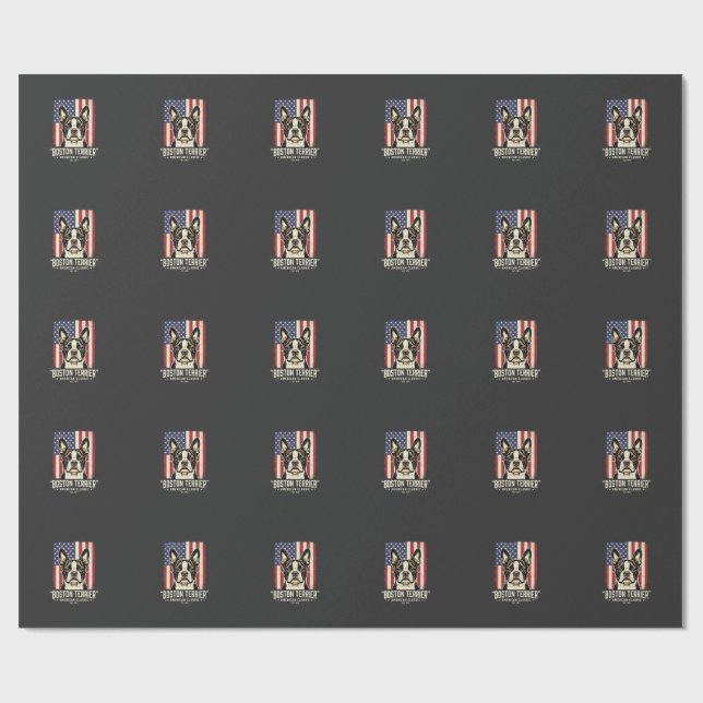 Boston Terrier Amerikansk Klassisk Flagga Presentpapper (Platt)