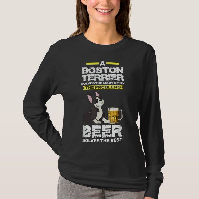 Boston Terrier Amp Beer Boston Terrier T Shirt (Framsida)