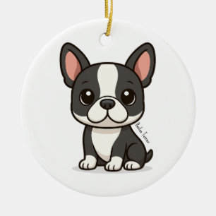 Boston Terrier Anpassat Namn Julgransprydnad Keramik