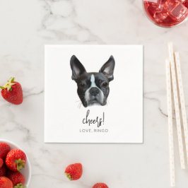 Boston Terrier Anpassningsbar Hund Cocktail Napkin Pappersservett