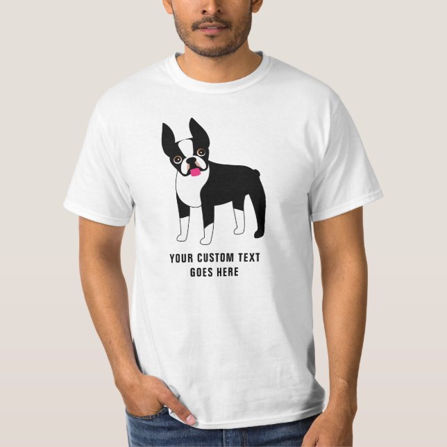 Boston Terrier Anpassningsbar Text T-Shirt (Framsida)