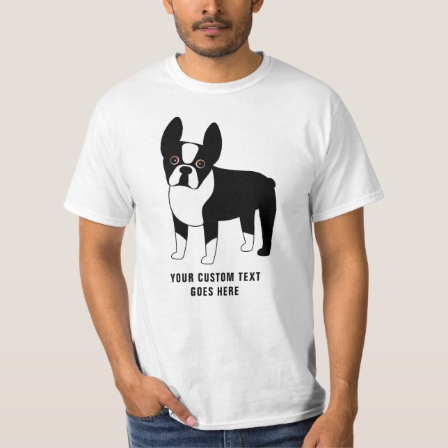 Boston Terrier Anpassningsbar Text  T Shirt (Framsida)