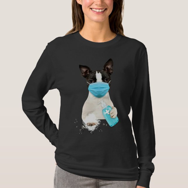 Boston Terrier Ansikte Mask 105 T Shirt (Framsida)