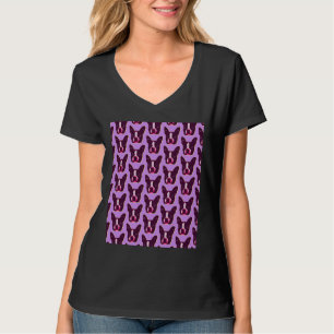 Boston Terrier Ansikte pop Art in Lila Lila Bost T Shirt
