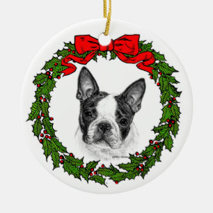 Boston Terrier Art av Glenda S. Harlan Julgransprydnad Keramik