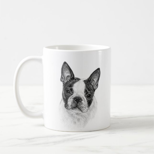Boston Terrier Art by Glenda S. Harlan Kaffemugg (Vänster)