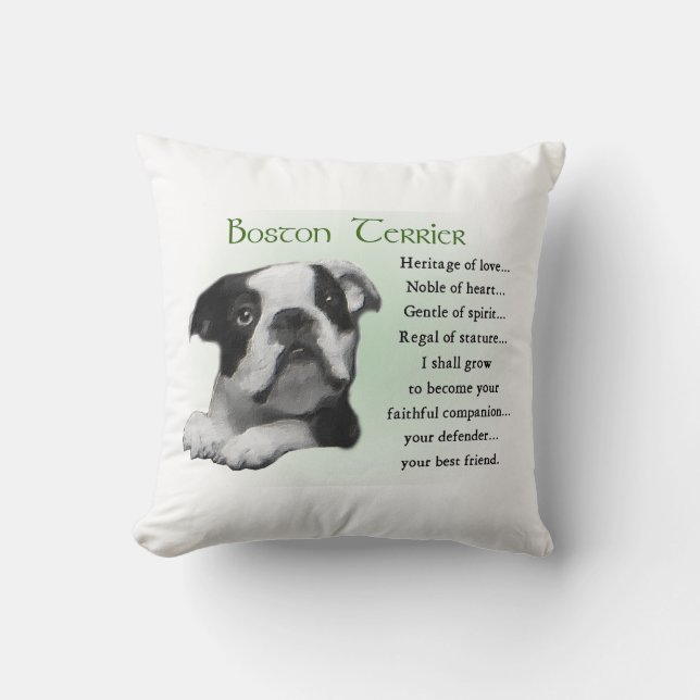Boston Terrier Arv av Kärlek Kudde (Framsida)