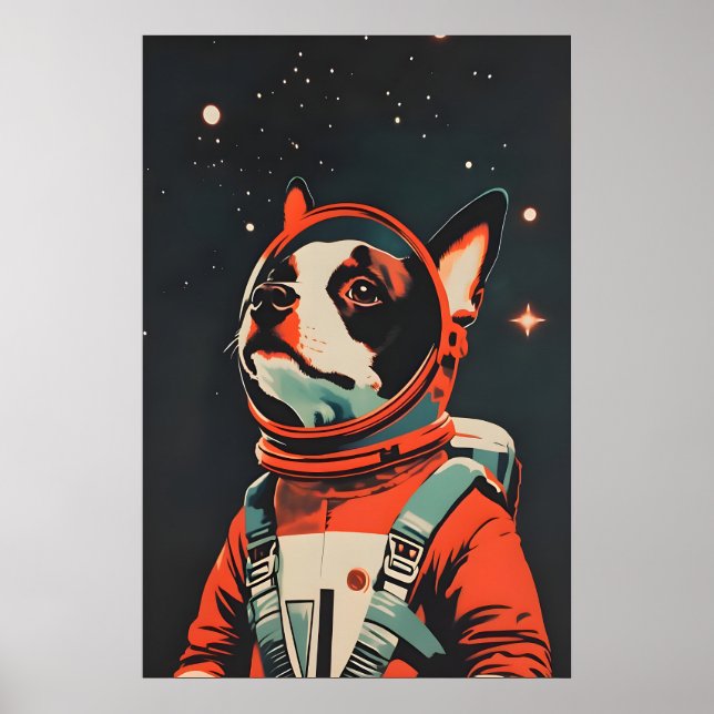 Boston Terrier Astronaut Poster, Boston Terrier Poster (Framsidan)