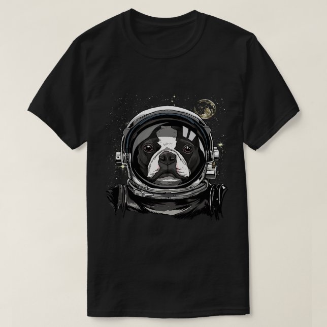 Boston Terrier Astronaut Space Astronomy T Shirt (Design framsida)