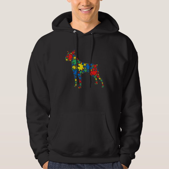 Boston Terrier Autism Puzzle Women Men  Autism Awa Hoodie (Framsida)